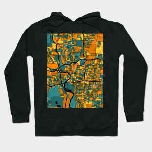 Columbus Map Pattern in Orange & Teal Hoodie